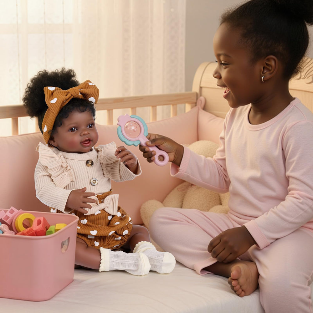 BABESIDE Reborn doll pink outfit with wooden buttons for charming presentation.