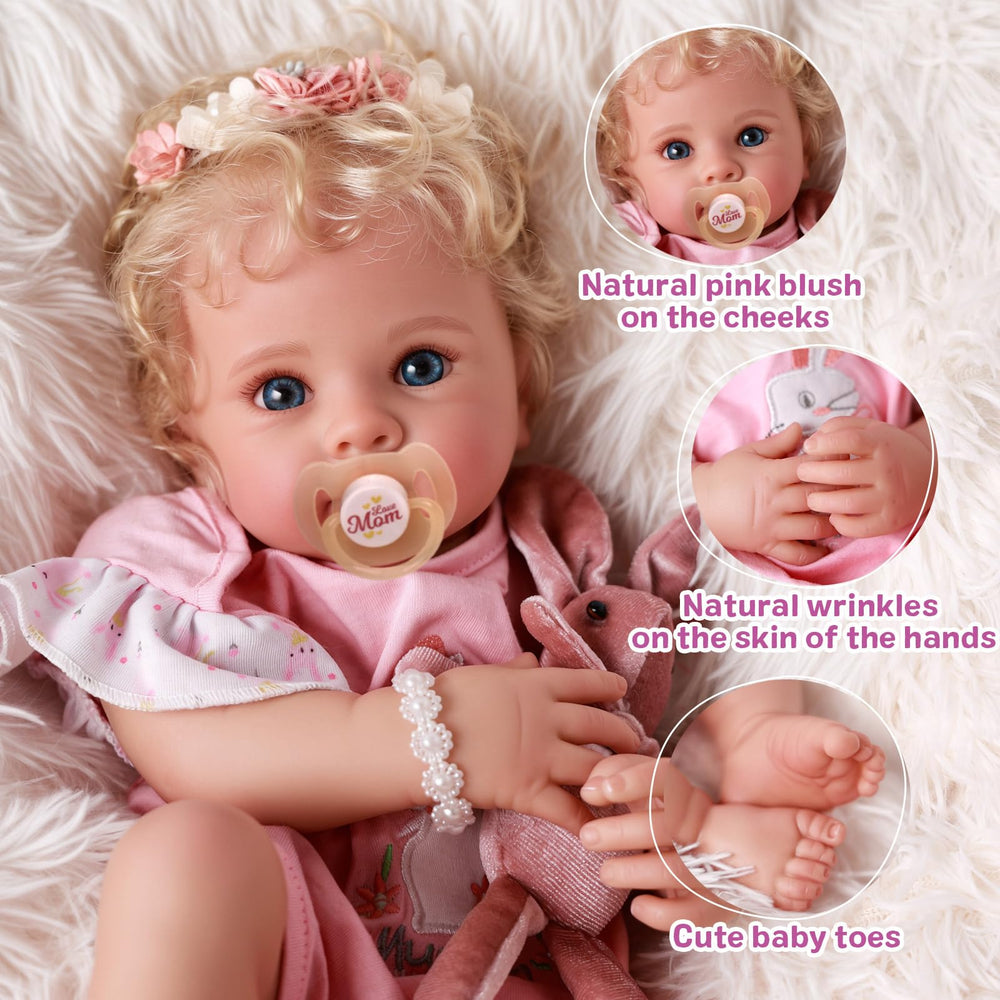 BABESIDE Reborn doll with blue eyes offering lifelike gaze for imaginative play
