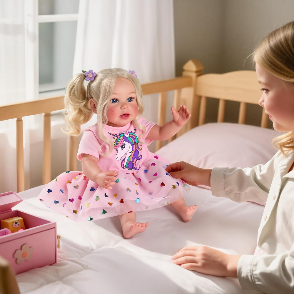 BABESIDE freckled 20-inch doll dressed for pretend clothes adventures.