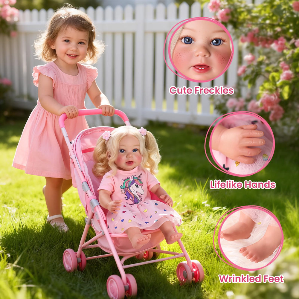 BABESIDE soft-touch vinyl limbs feel realistic for comforting hugs.