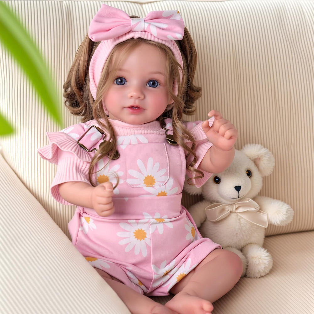 BABESIDE Reborn doll 20inch with rooted brown hair for cozy snuggles and imaginative play.