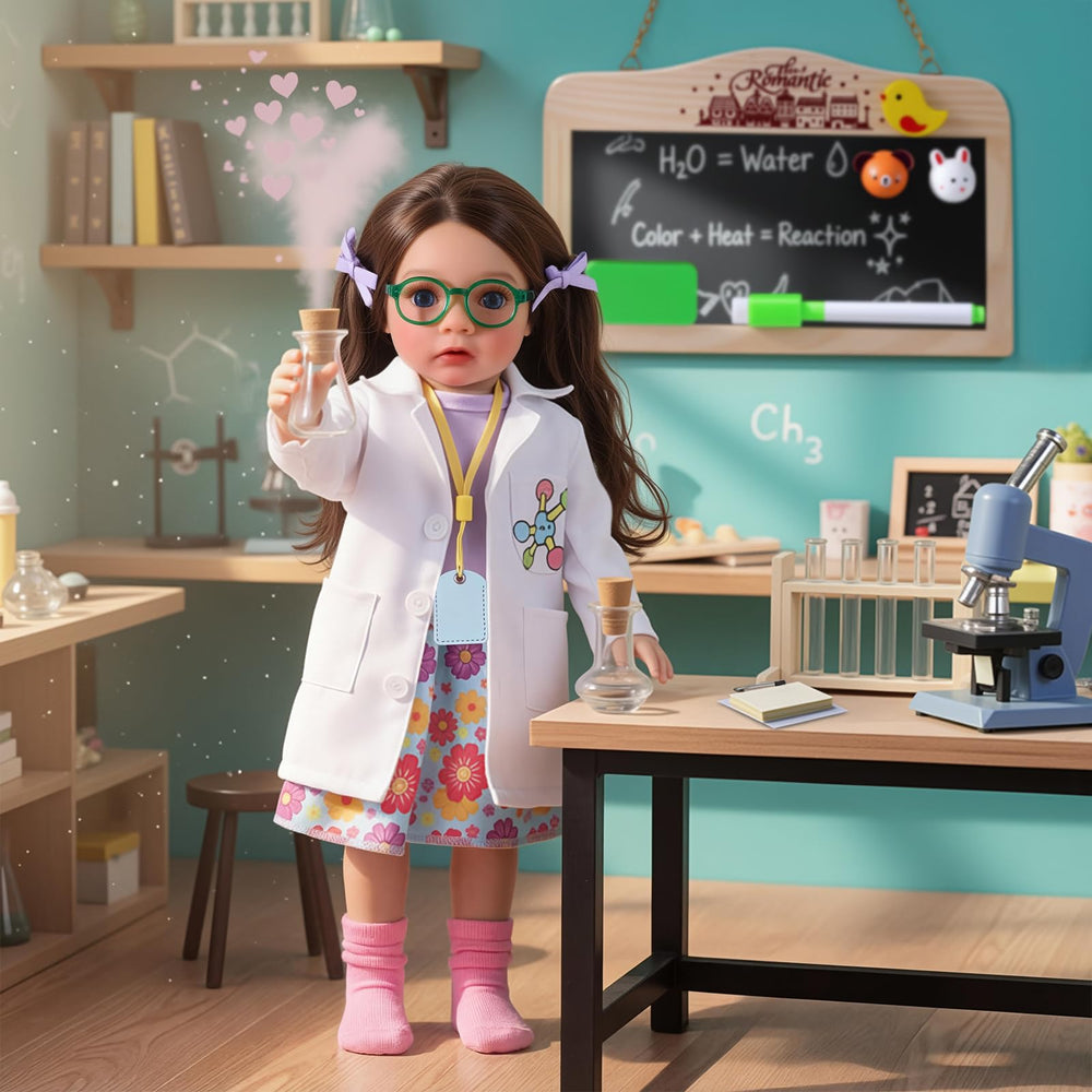 BABESIDE removable lab coat with floral skirt for versatile pretend play