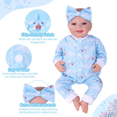 Babeside shark-pattern set offers bold style for imaginative doll scenes.