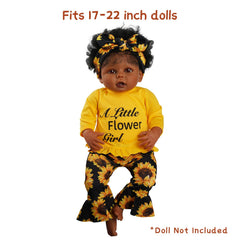 BABESIDE sunflower-print dress ensemble perfect for 17-22 inch dolls.