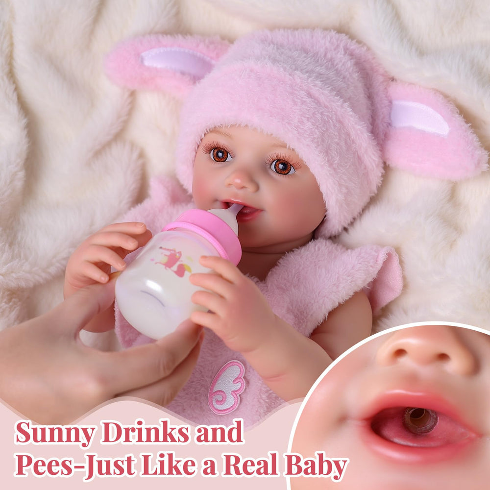 BABESIDE Sunny soft vinyl body offers gentle cuddles and durable everyday play