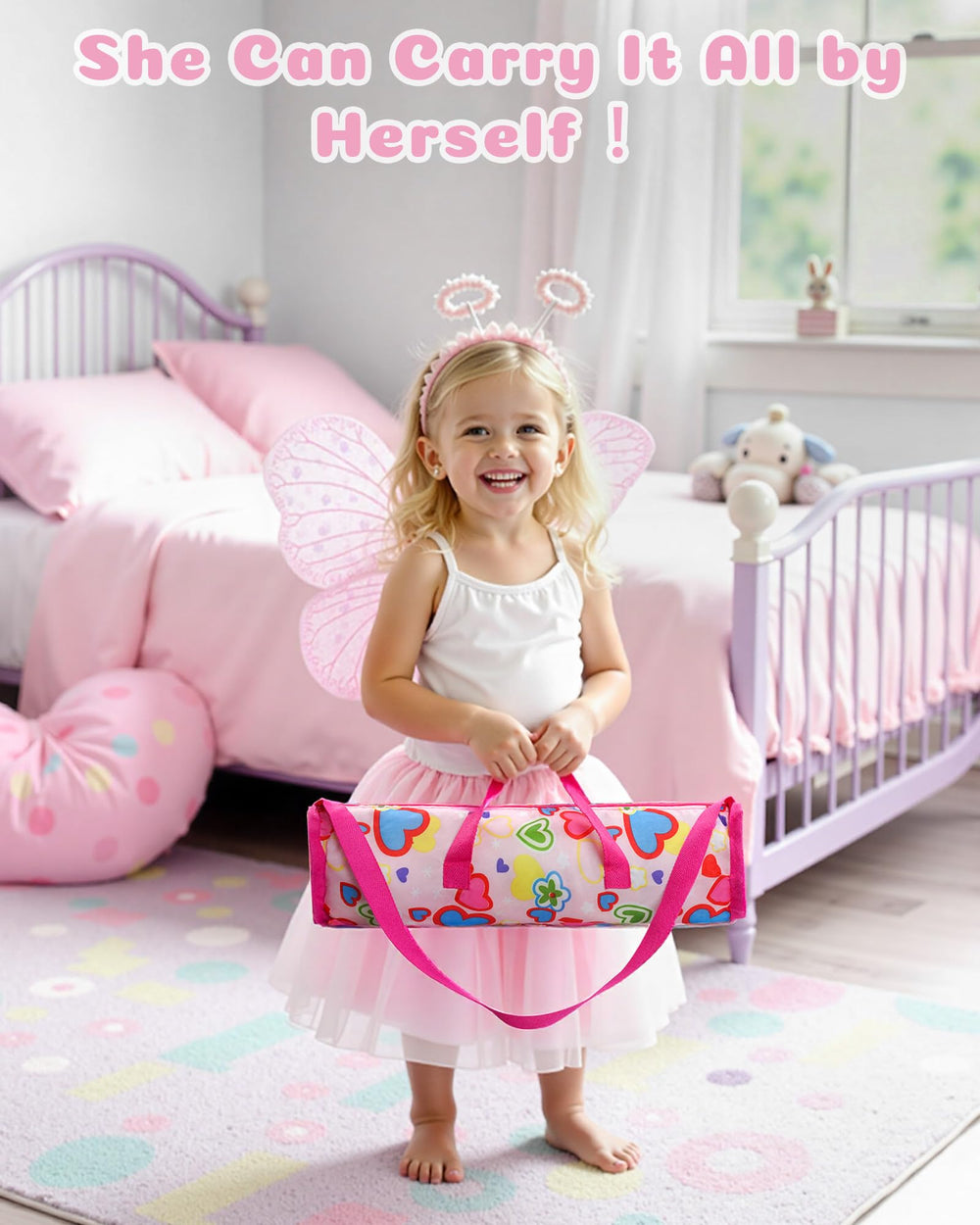 BABESIDE travel-friendly-doll-crib supports quick setup for grandparents' houses and playdates.