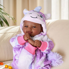 BABESIDE doll wearing unicorn hoodie outfit encourages imaginative dress-up