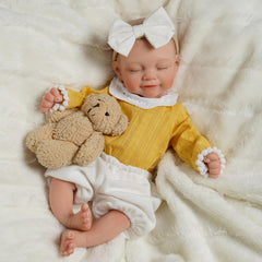 BABESIDE weighted doll hugging scene highlighting comforting companion for children.
