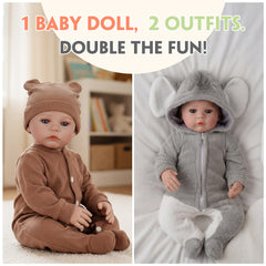 Babesnug reborn baby boy two outfits for creative dress-up play