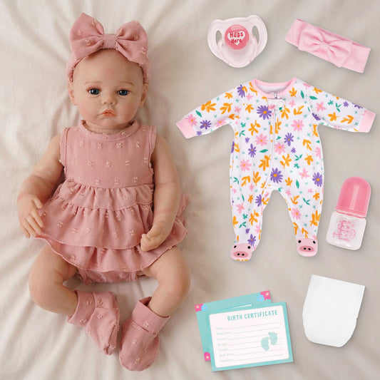 Babesnug reborn doll, 18-inch, with two outfits for dress-up play