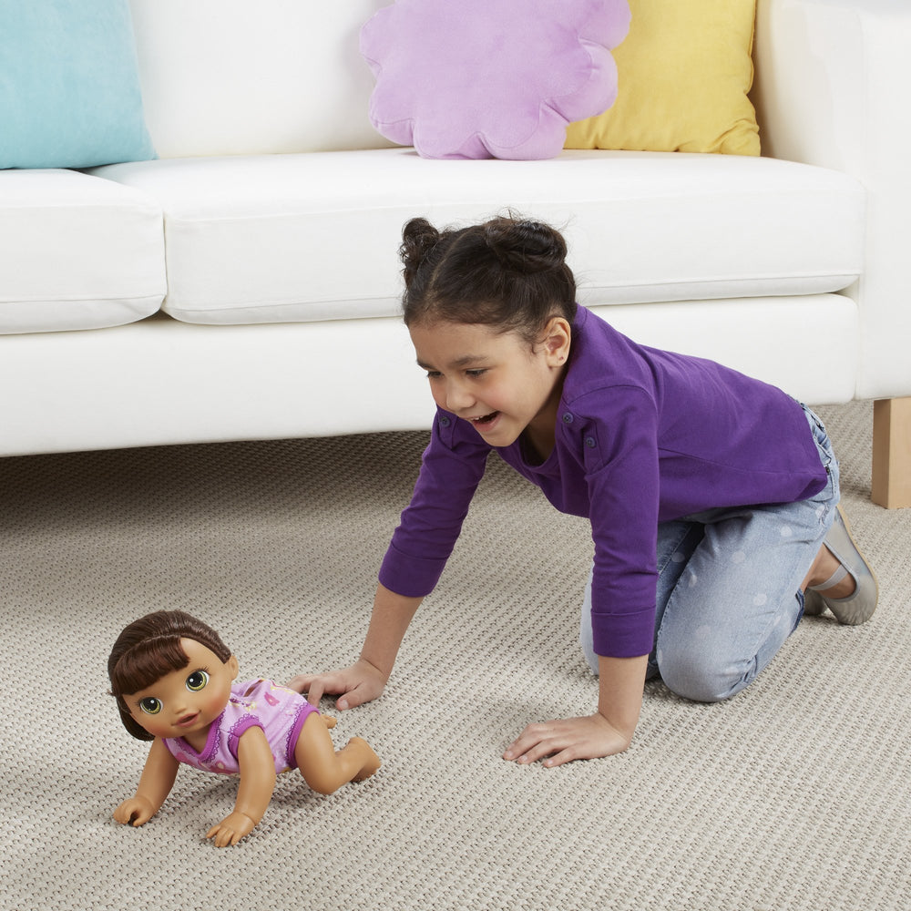 Baby Alive Brunette doll wets diaper for care moments.