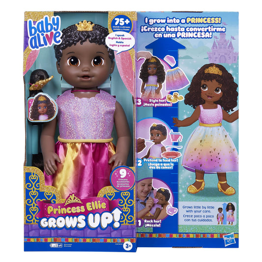 Baby Alive Princess Ellie grows from baby to princess through nurturing play