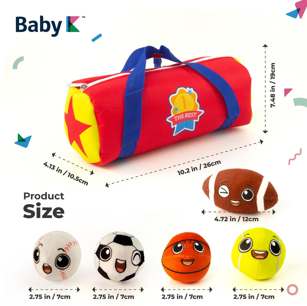 BABY K plush baseball with gentle fabric for little hands.