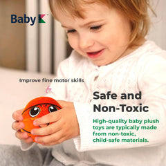 BABY K rattle ball with sound stimulates early listening.