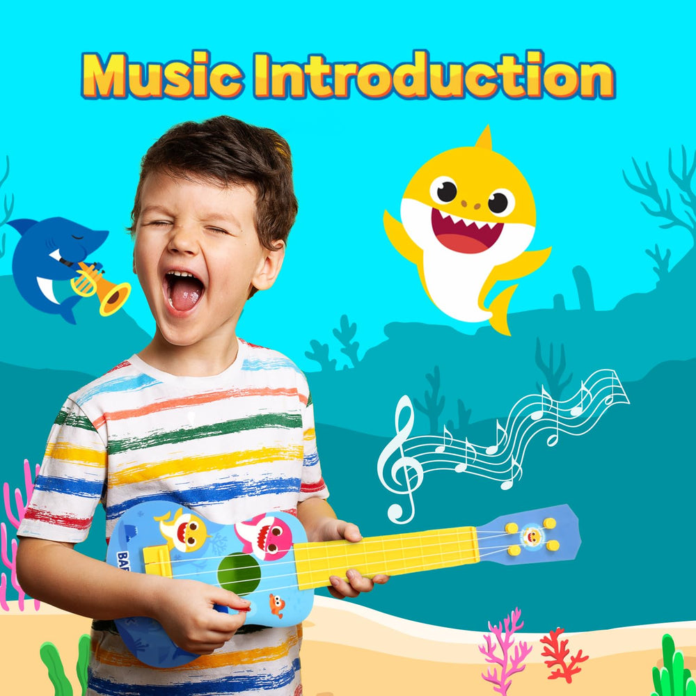 Baby Shark ukulele features safety-tested, non-toxic materials for worry-free fun.