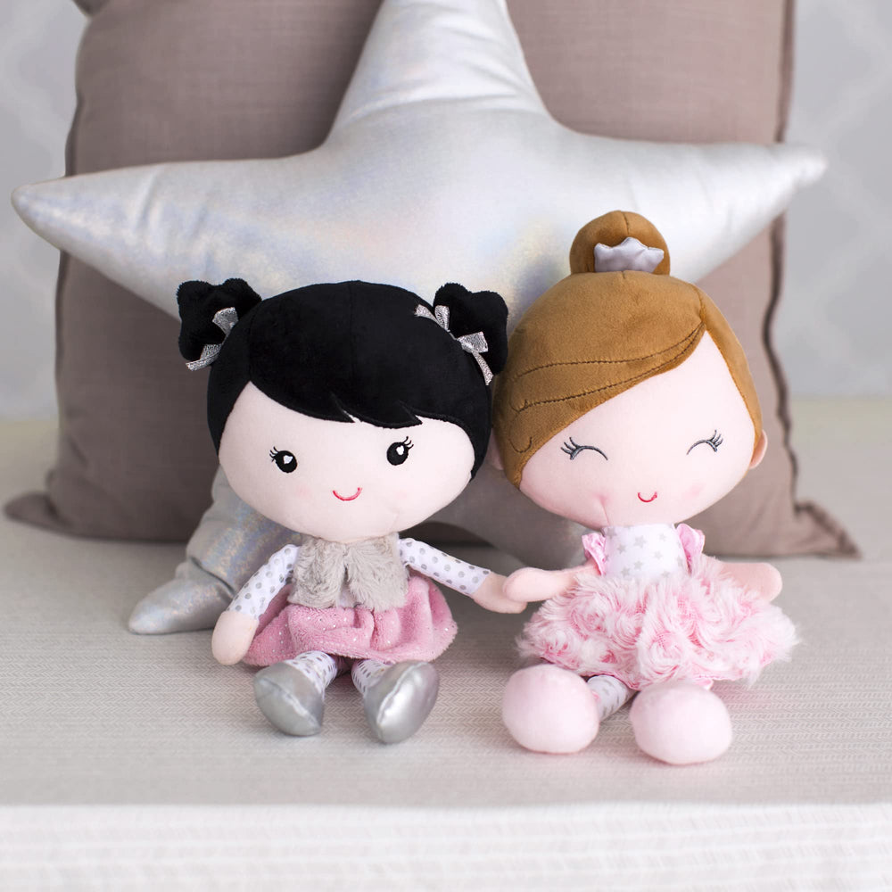 Baby Starters Annette doll satin-lined skirt detail highlights tactile stimulation