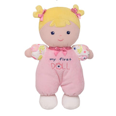 Baby Starters plush snuggle buddy with 10-inch size and blonde Hope features for cozy newborn cuddles.