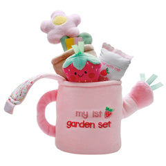 Baby Starters plush strawberry with rattle enhances sensory exploration during playtime.