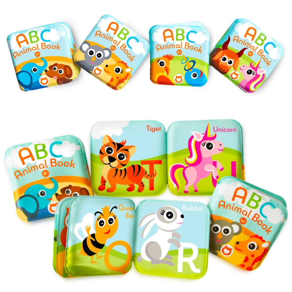 BabyBibi ABC Animal Bath Books pages display alphabet letters for easy learning.