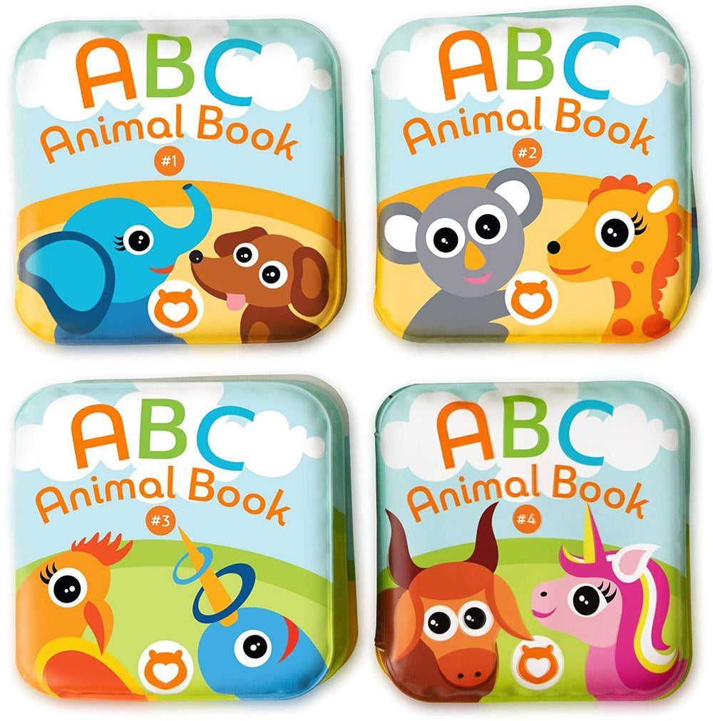 BabyBibi Floating ABC Animal Bath Books cover in bright colors, waterproof bath toy set.