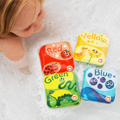 BabyBibi squeaky-included bath books add fun sounds to tub time.