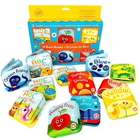 BabyBibi Super Bath Book Set 12 Fruits promotes color recognition during bath time