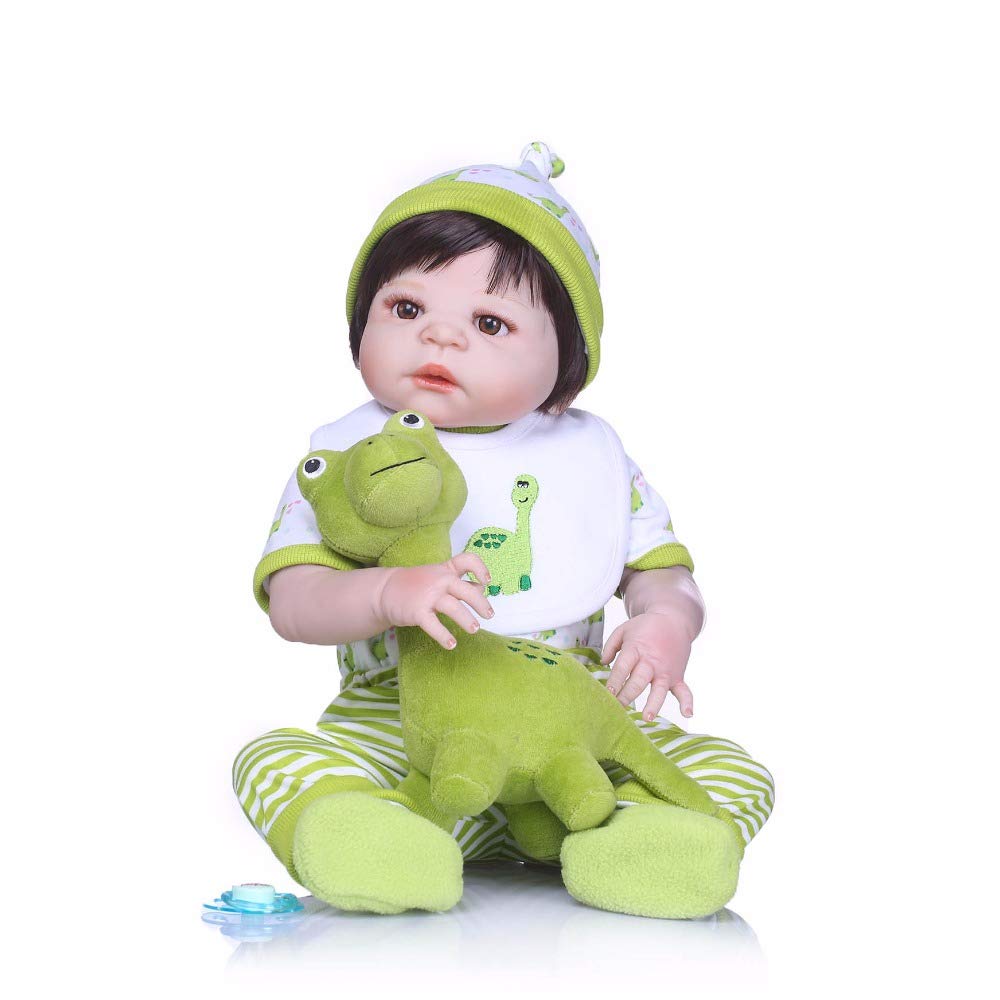 Babyfere dinosaur jumpsuit for 22-inch dolls, snug fit ideal for daily play.