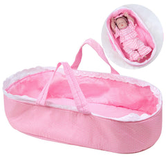 Babyfere pink doll bassinet crib fits 17-22 inch dolls for nap-time play.