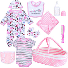 Babyfere polka-dot bassinet for reborn dolls, sturdy and spacious for playtime.