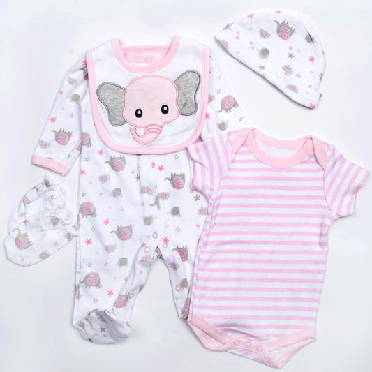 Babyfere reborn elephant long-sleeve jumpsuit, soft cotton for cozy playtime outfits.