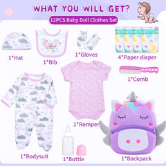 Babyfere unicorn backpack close-up with embroidery for play and pretend use.