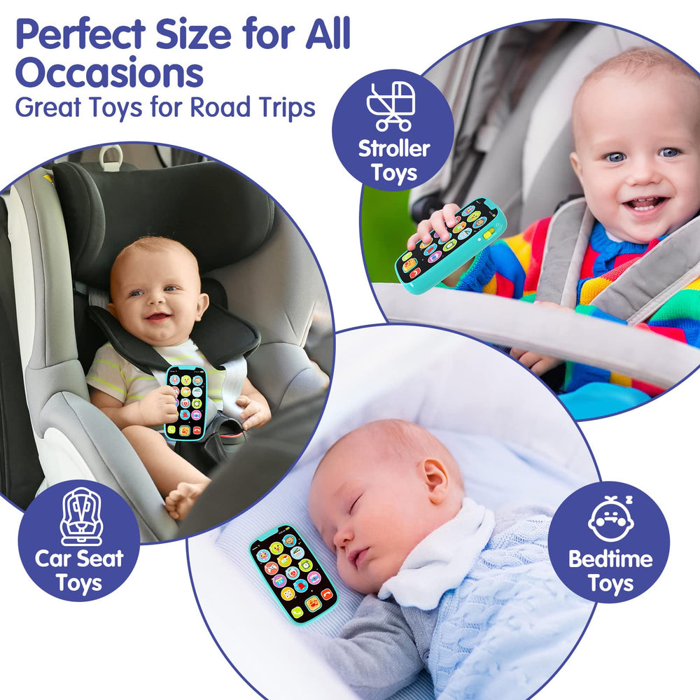 BABYFUNY toy phone animal mode button area supports interactive learning.
