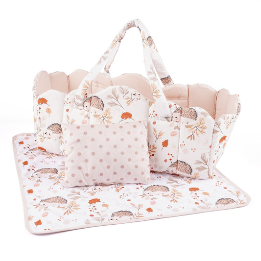 BABESIDE baby doll bassinet with animal pattern for cozy play sessions