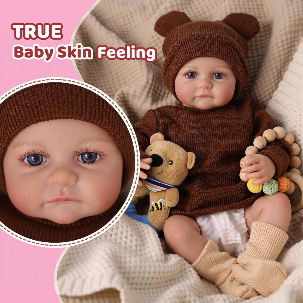 BABESIDE reborn doll hair detail with hand-painted hair and rooted lashes