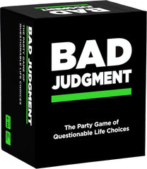 BAD JUDGMENT party game pack shot, ideal for lively adult gatherings.