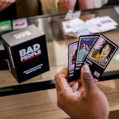 BAD PEOPLE identity cards, personalize play for up to ten players.