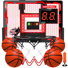 BADGOAL indoor basketball hoop with LED scoreboard for kids' play and practice.