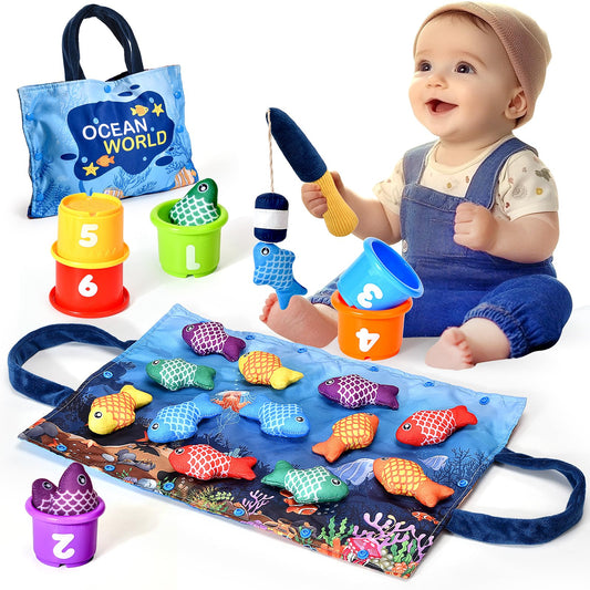BAHIAKLO Montessori fishing pole offers safe, tactile fishing for toddlers.