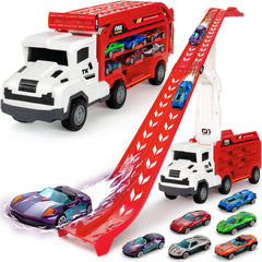 Baingesk carrier truck toy with track for organized storage and racing