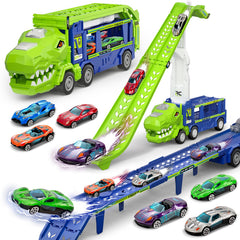 BainGesk Dinosaur Truck Cargo showing built in storage for six metal cars