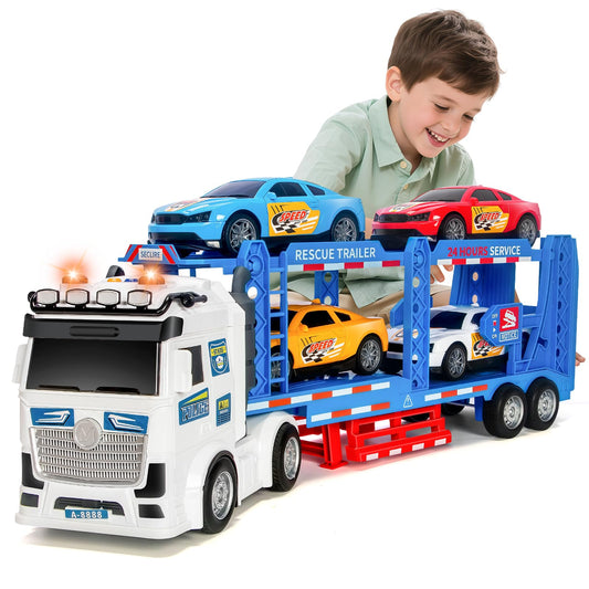BainGesk semi-truck toy front view for imaginative play and realistic truck experiences.