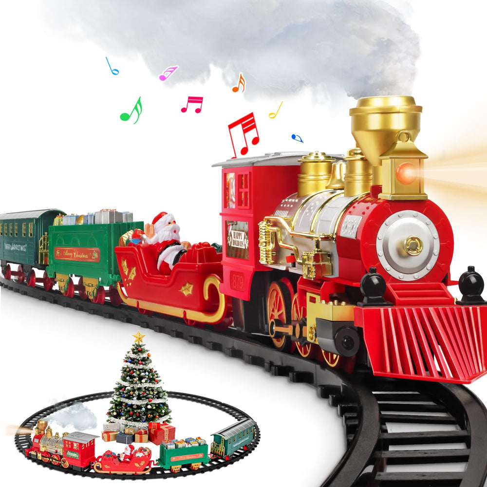 BainGesk Train Set steam locomotive for immersive festive play
