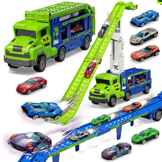 BainGesk truck car toys with 6 metal cars for imaginative play