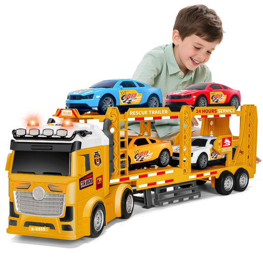 BainGesk car carrier trailer with four cars boosts imaginative play and storytelling.