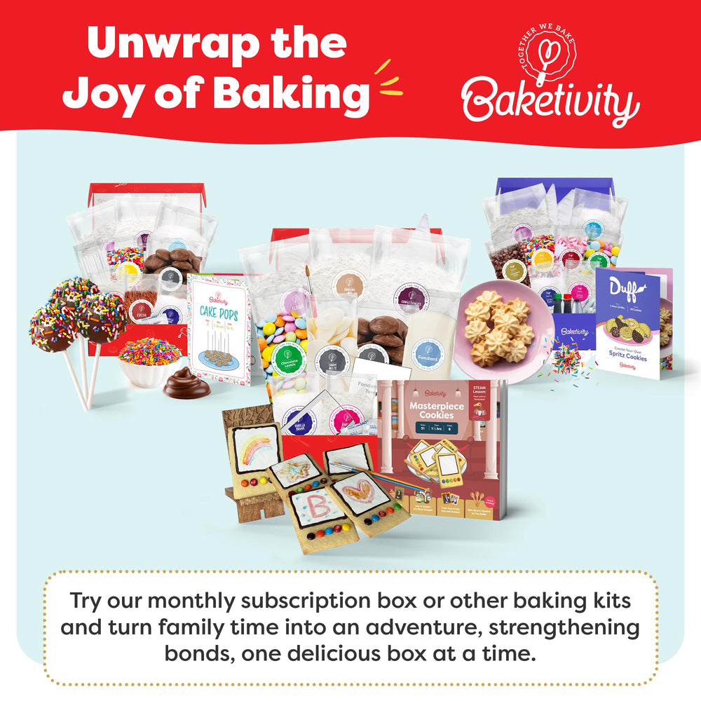 Gift-ready Baketivity Masterpiece Cookies kit for kids ages 6-12