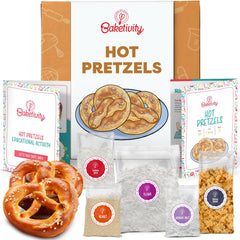 Baketivity pretzel making kit packaging designed for kids and families.