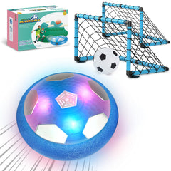 BaLaM hover soccer ball blue front view for safe indoor play.