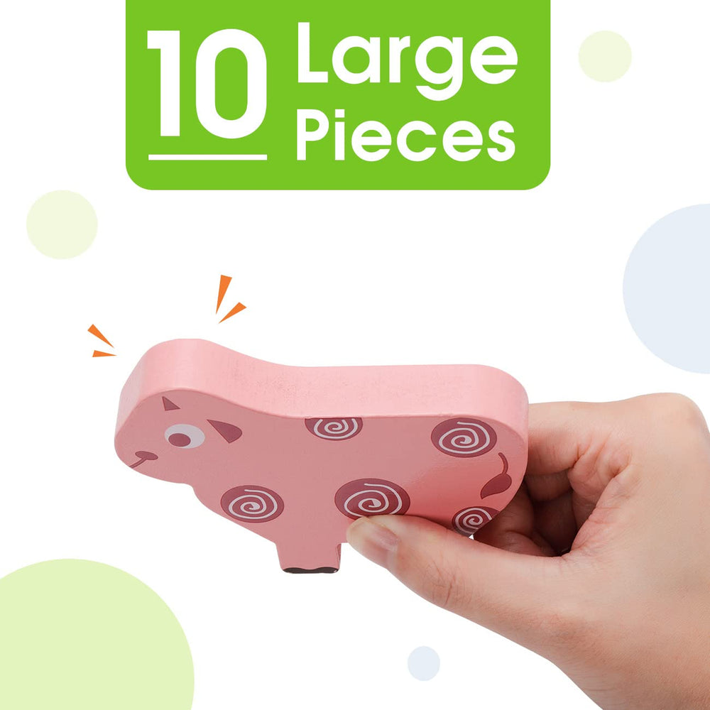 Bambilo elephant blocks promote stacking balance and problem solving for toddlers.