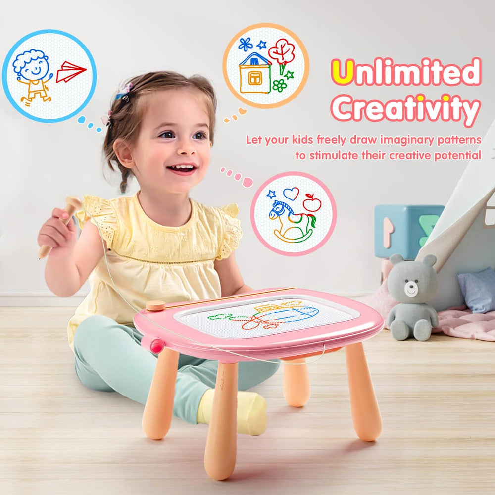 Bambilo doodle board erase feature enables mess-free reuse of the drawing surface.