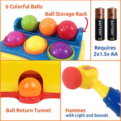 Bambiya Ball Popper requires 2x AA batteries (not included) for lights and sounds
